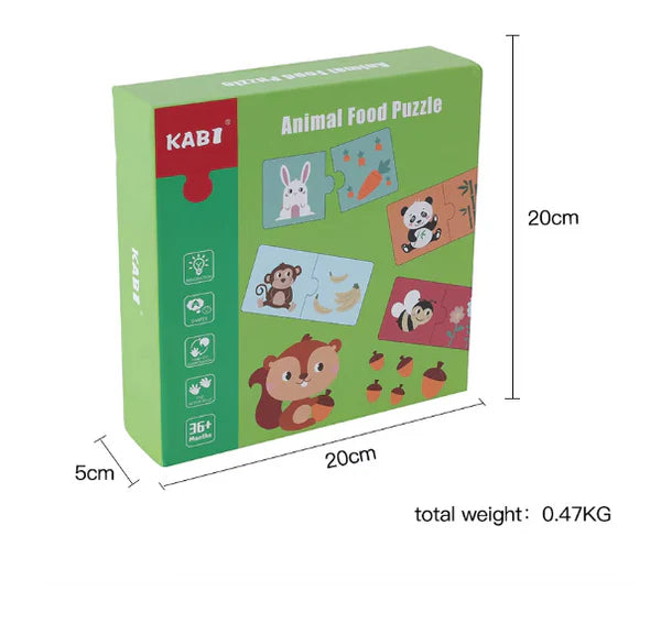 Puzzle Montessori. Animales y comidas