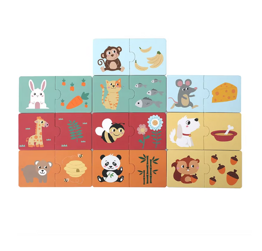 Puzzle Montessori. Animales y comidas