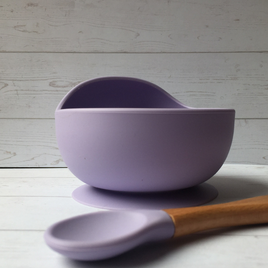 Set Bowl de silicona + Cuchara con mango de bambú